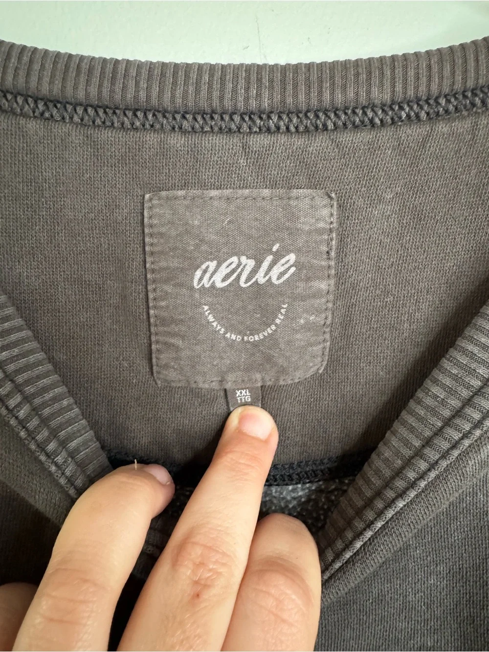 Aerie American Eagle Gray Acid Wash FEMME Oversized Crewneck Sweatshirt - XXL - Picture 3 of 5